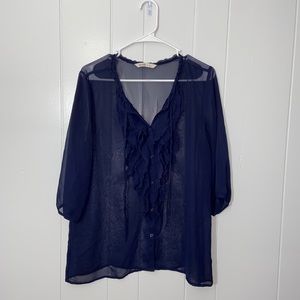 Old Navy Semi-Sheer Ruffle Front Blouse